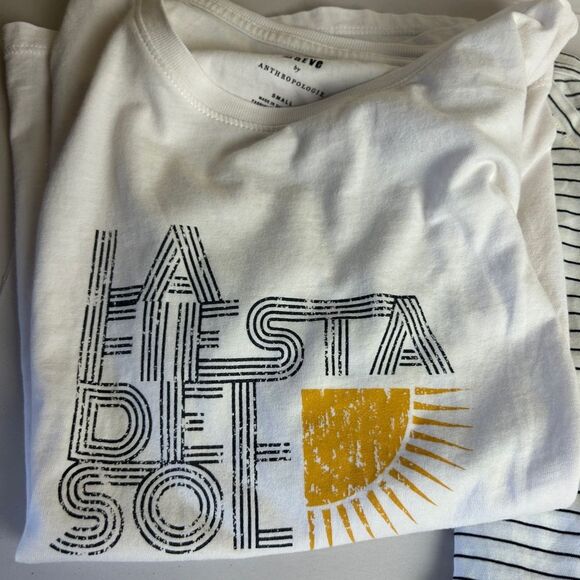 Lot of basic classic Tee cotton strips Anthropologie Madewell club Monaco S/M - Picture 3 of 7